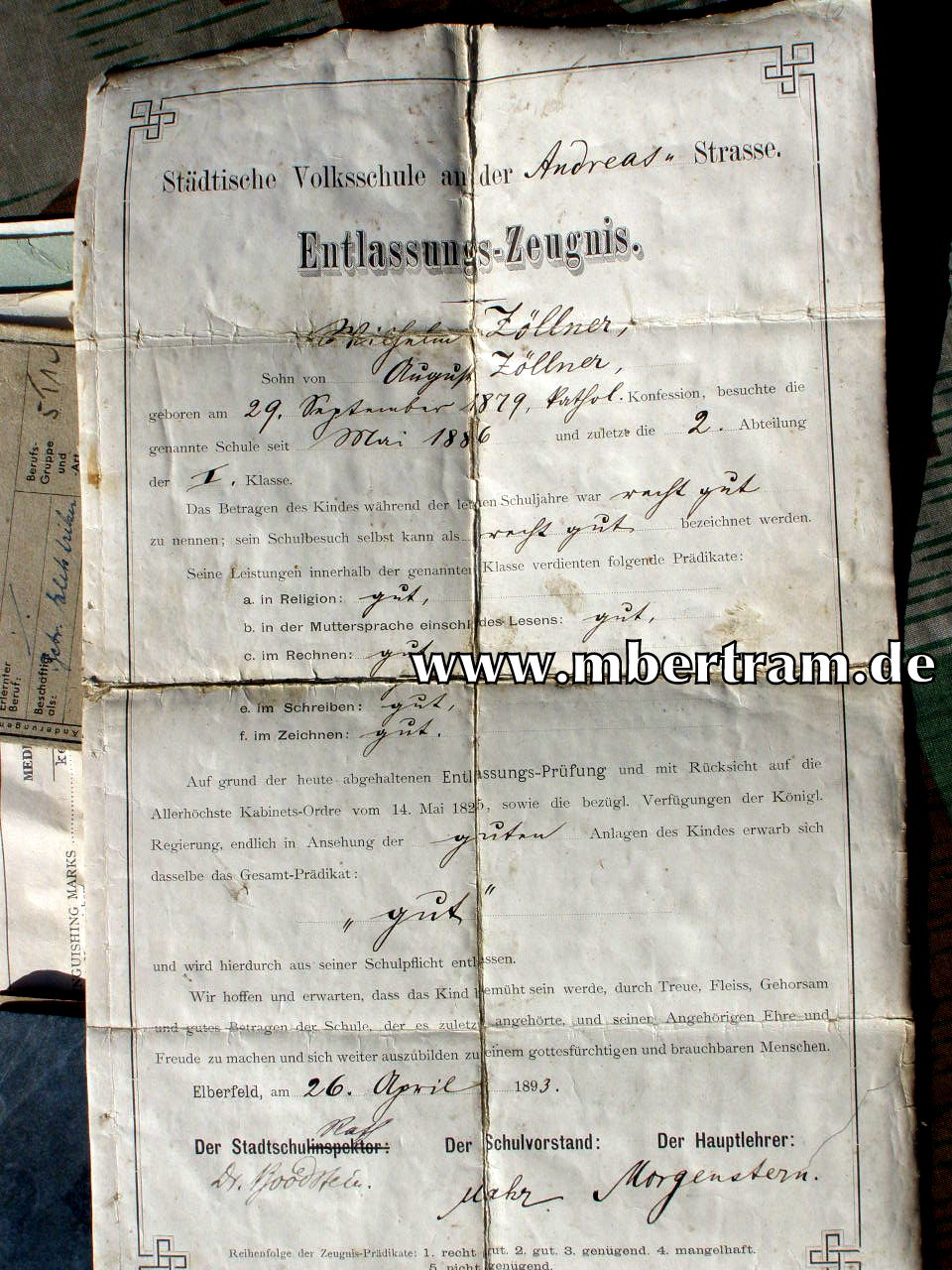 12439-5 Dokumente: 8.Kp. Inf.Rgt.Graf Barfuß ( 4. Westf.) Nr. 17