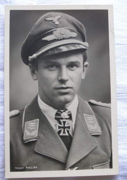 Major Philipp, Luftwaffe Ritterkreuzträger Portraitpostkarte