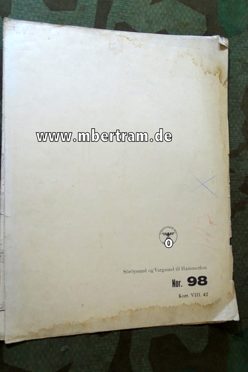Kriegsmarine Seekarte Norwegische Küste Vargsund bis Hammerfest N 98, 1942