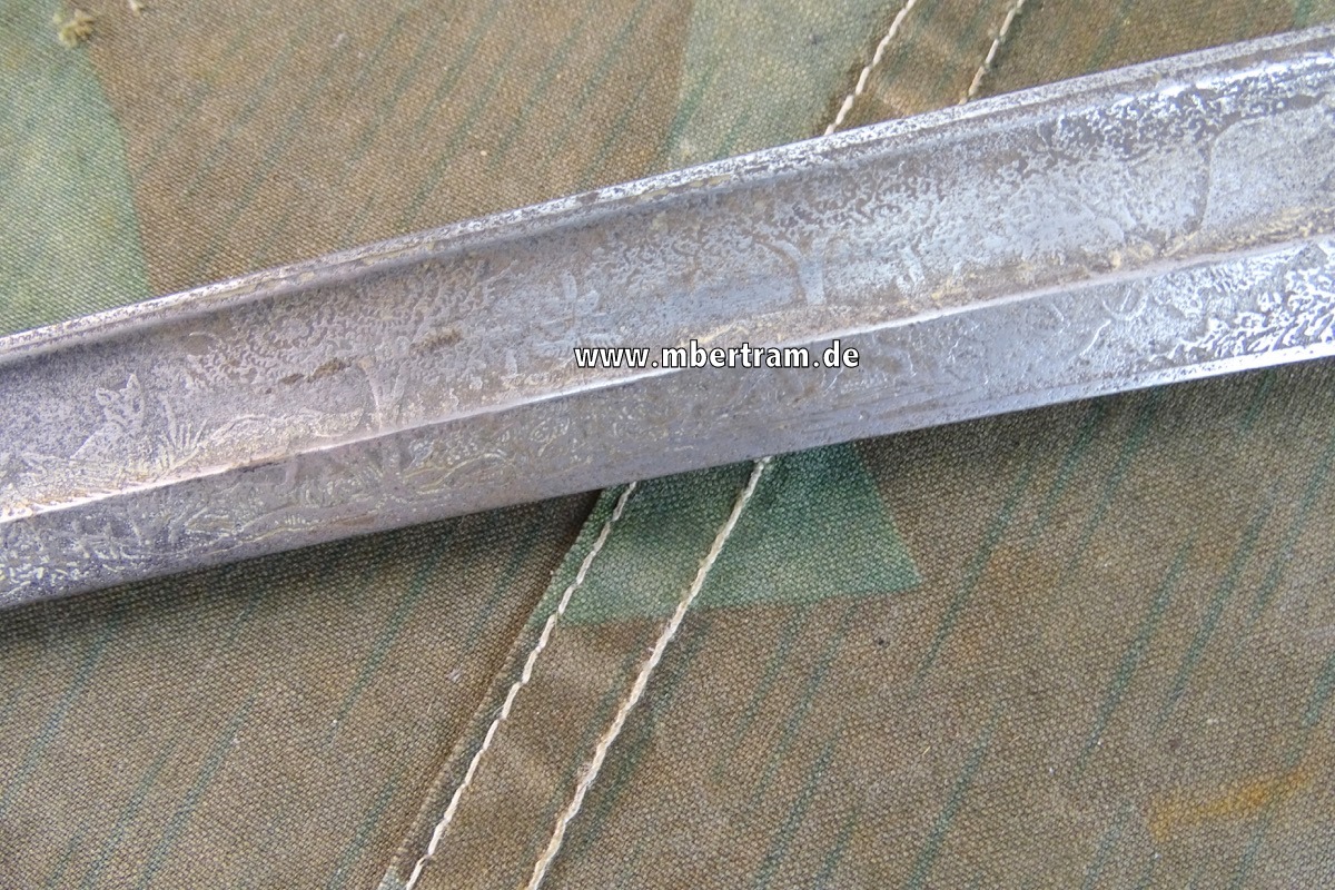 16689-11 Preussischer Extra Hirschfänger M 1871 mit Klingenätzung, ohne Scheide