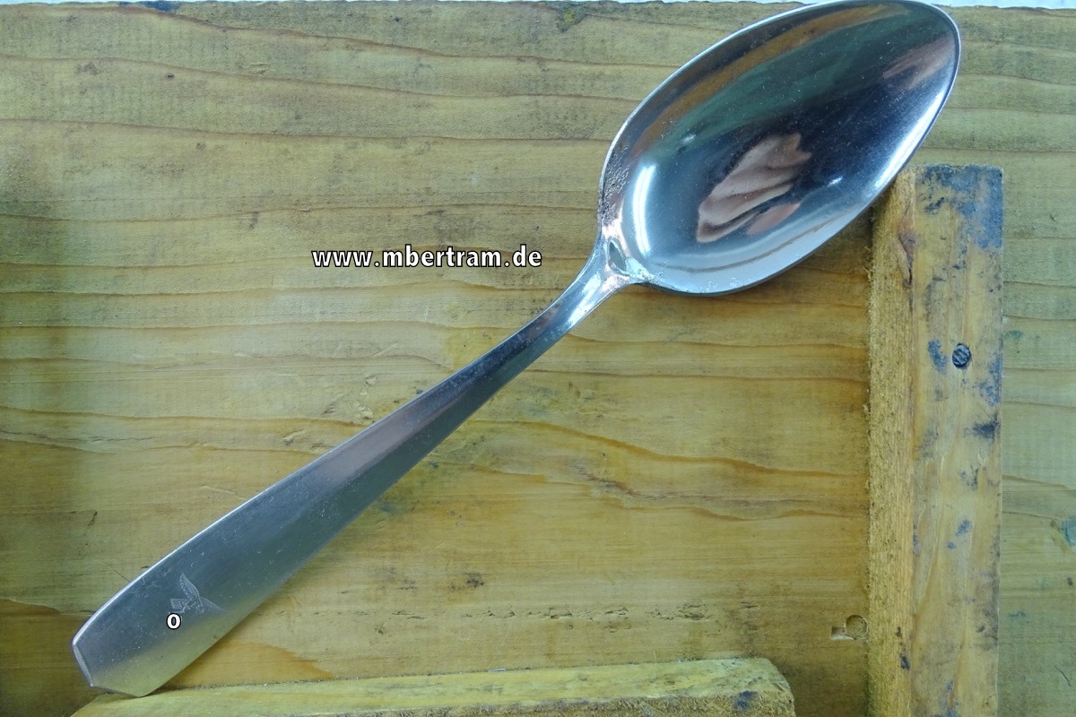 Luftwaffen Löffel, Eisen, vernickelt, gestempelt mit Luftwaffen Hoheitsadler