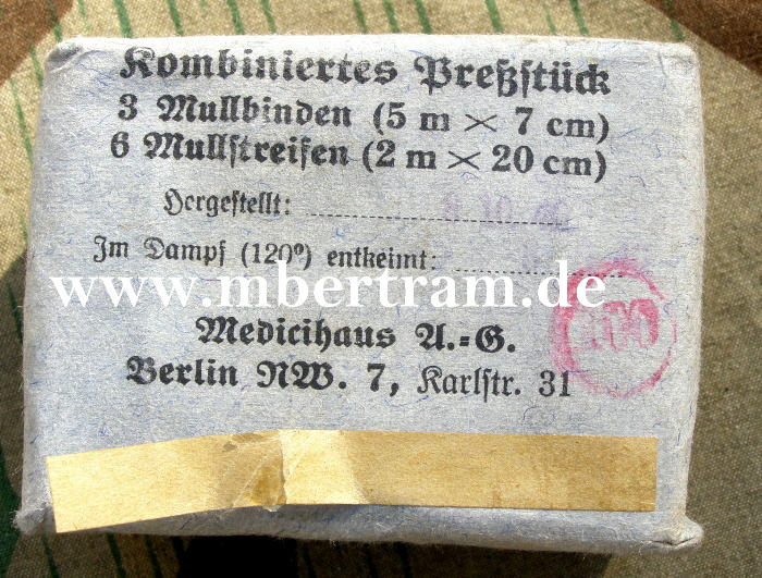 Kombiniertes Presstück,3 Mullbinden, 6 keimfr. Mullstreifen