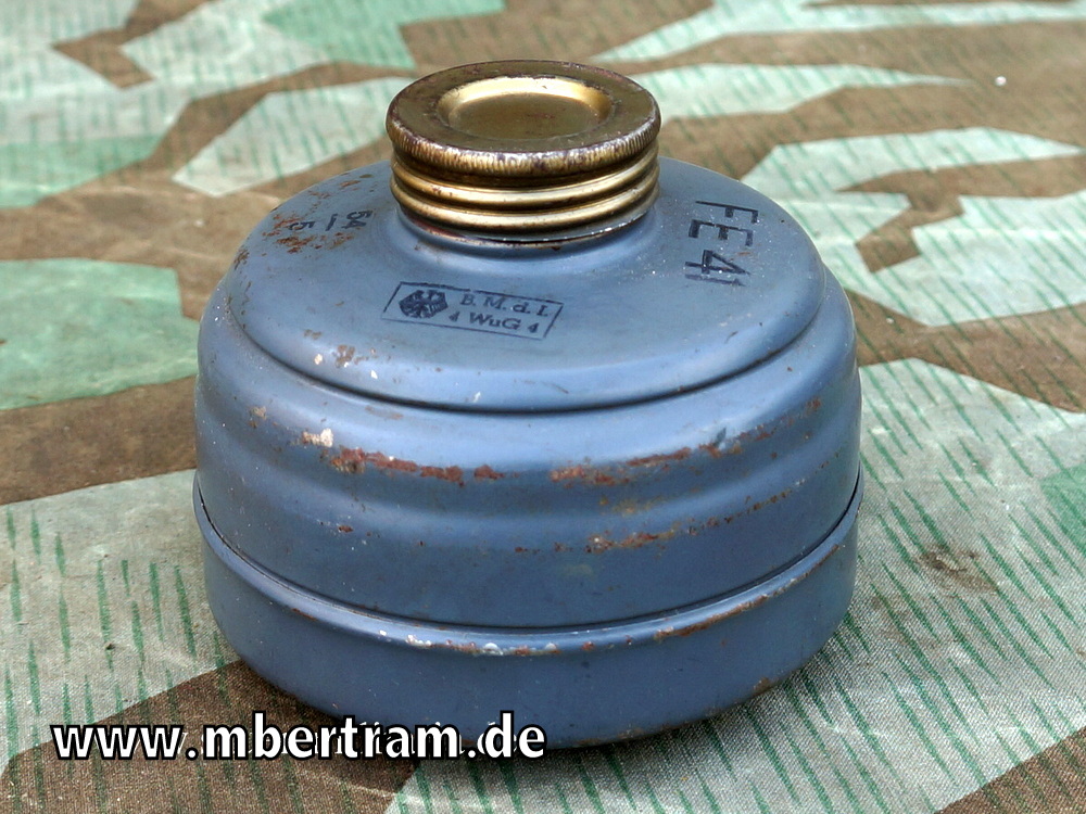 Wehrmacht Gasmaskenfilter FE41, Nachkriegsnutzung BGS oder Polizei