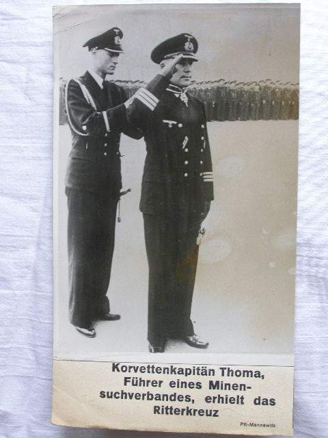 Korvettenkapitän Thoma Foto 17x11cm , Ritterkr. Trg. 1940