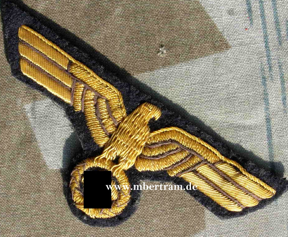 Kriegsmarine Brustadler Offiziere, Cellonfaden handgestickt, sehr schön