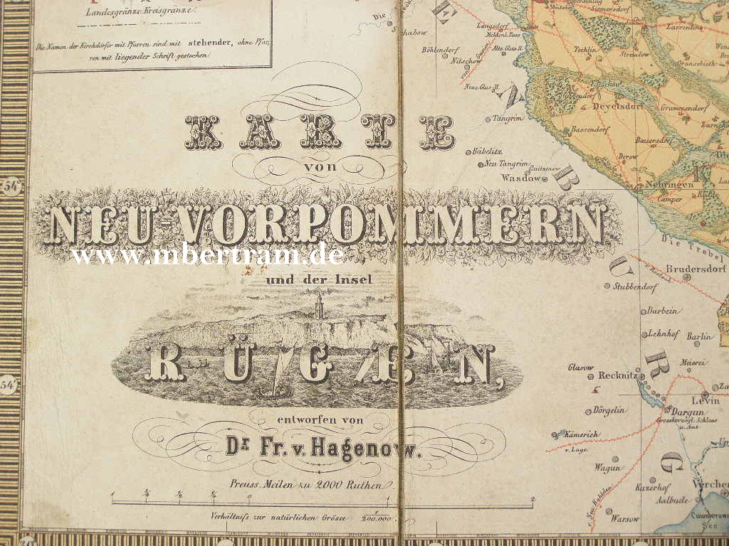 Landkarte, Leinen, Neu Vorpommern und Insel Rügen, 1874