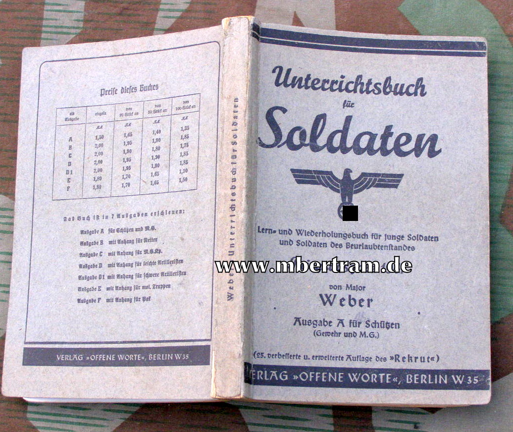 Unterrichtsbuch für Soldaten- für den Schützen 1941