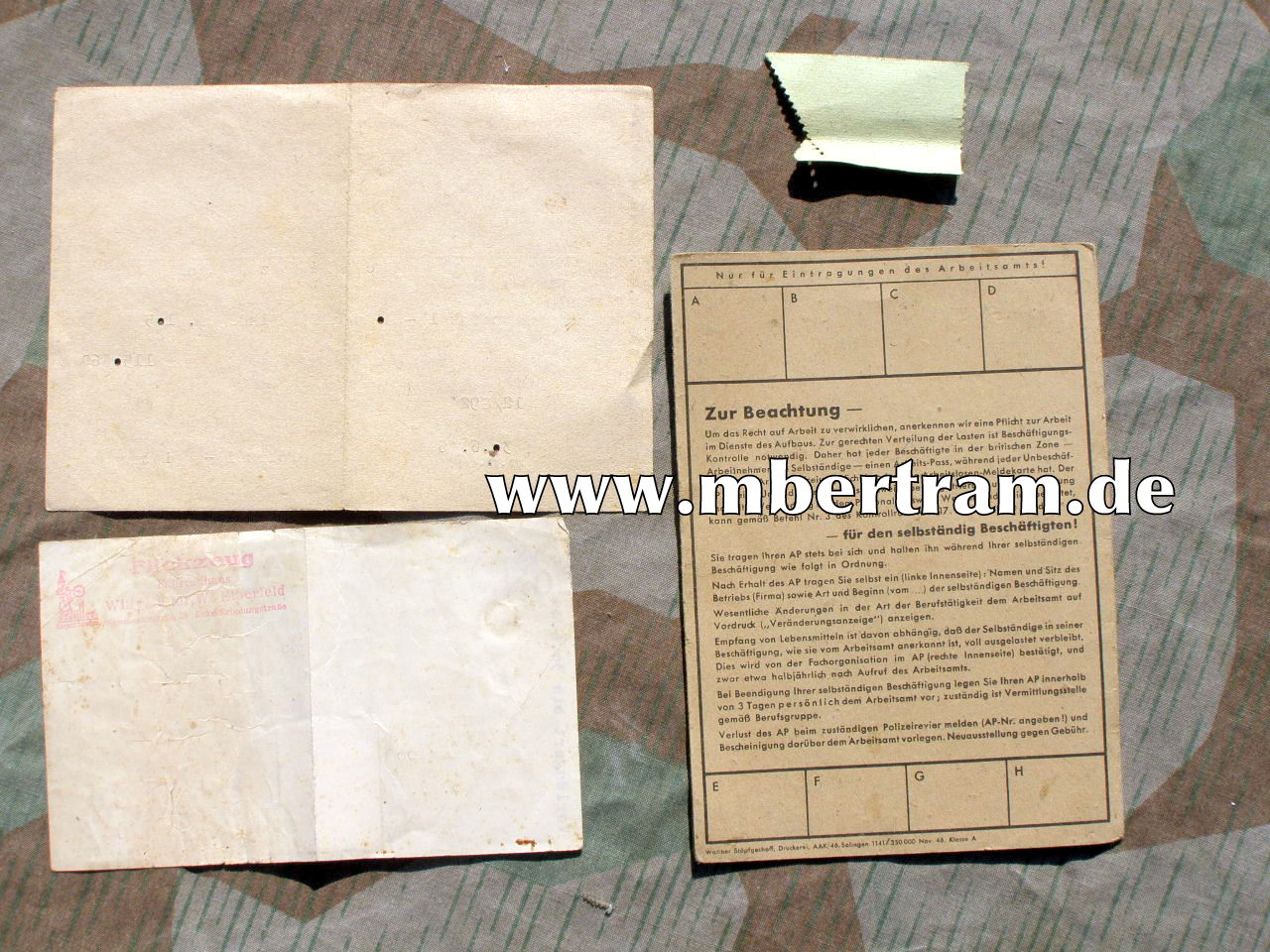 2x Bycycle Permit- Fahrrad Erlaubnis Wuppertal 1947