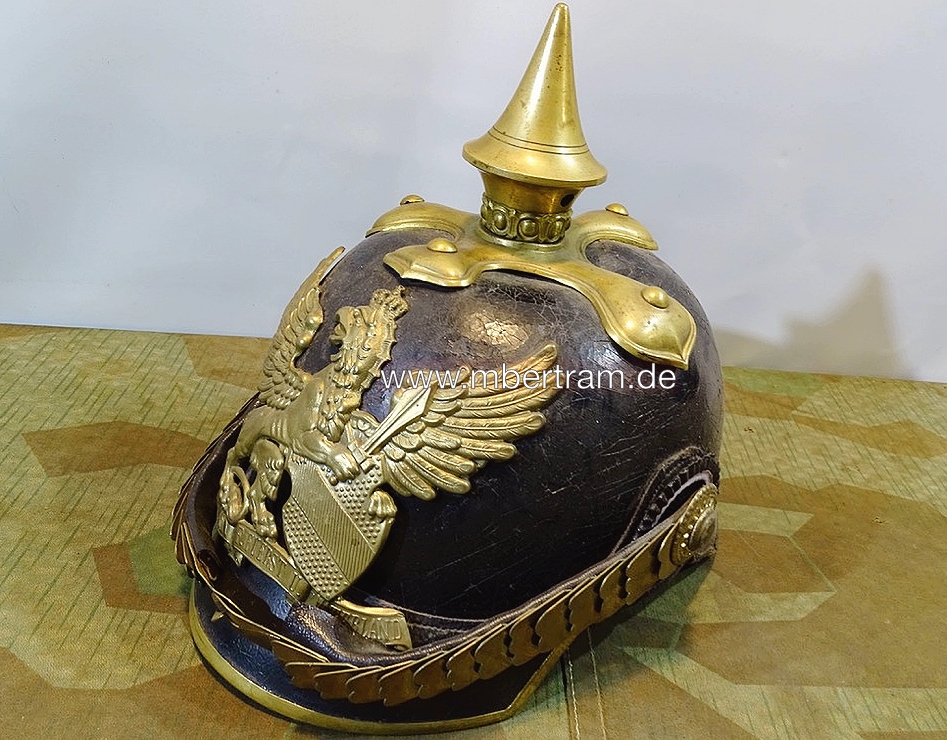 20432-1 Baden Pickelhaube für einen Unteroffizier im Dragoner-Regimenter 20 bzw. 21 oder 22