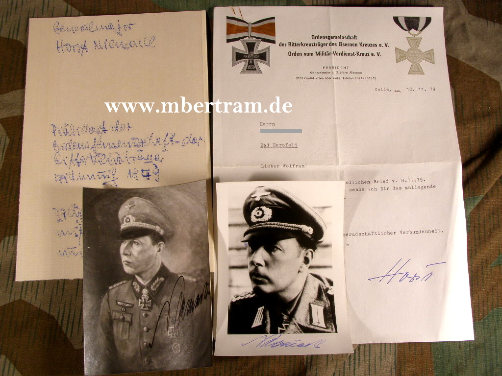 4x Signatur NIEMACK, Horst. Generalmj., RK.m.Eichl.u Schw.
