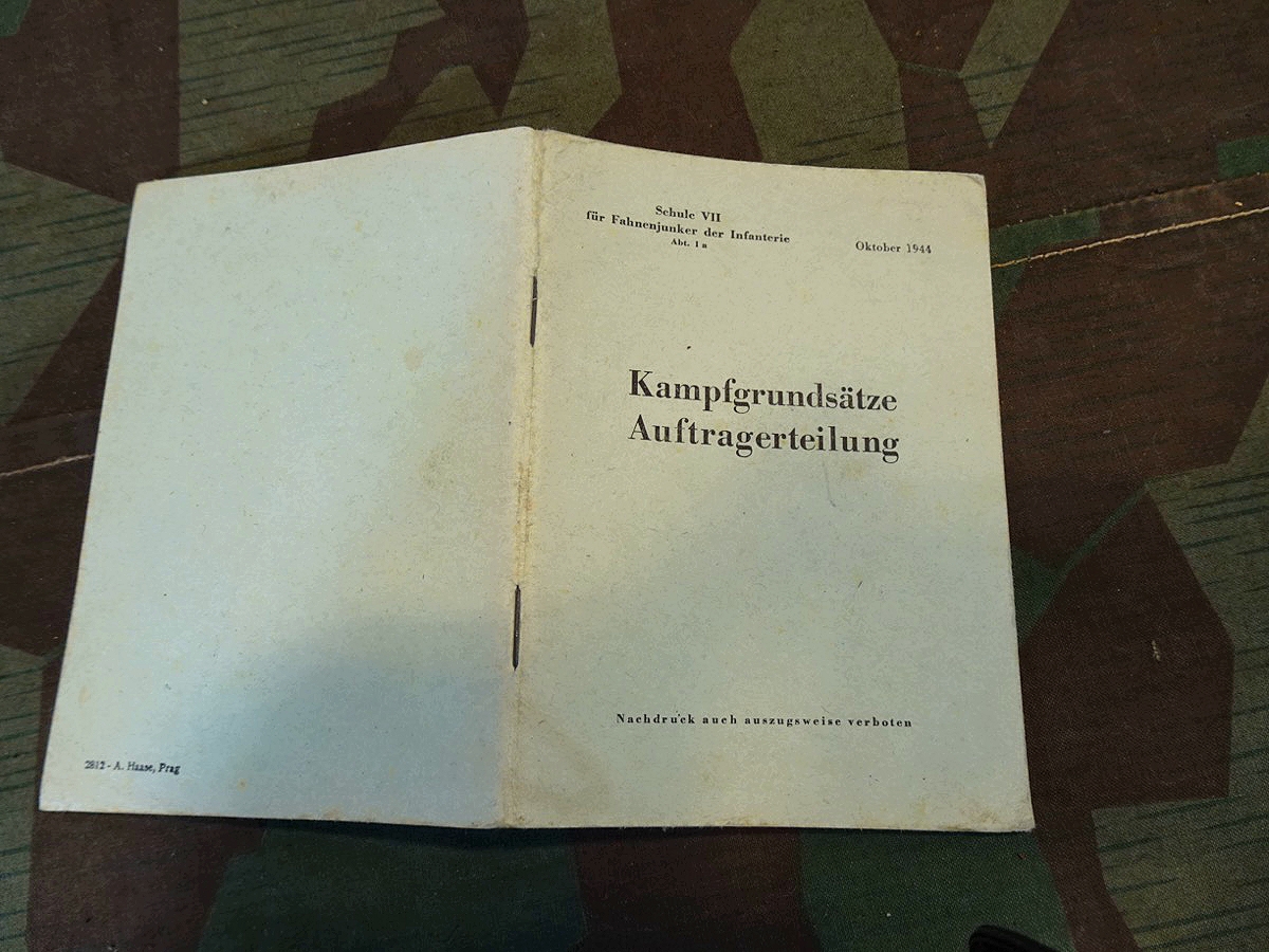 Dienstanweisung Kampfgrundsätze  Auftragserteilung, Fahnenjunker Schule 1944