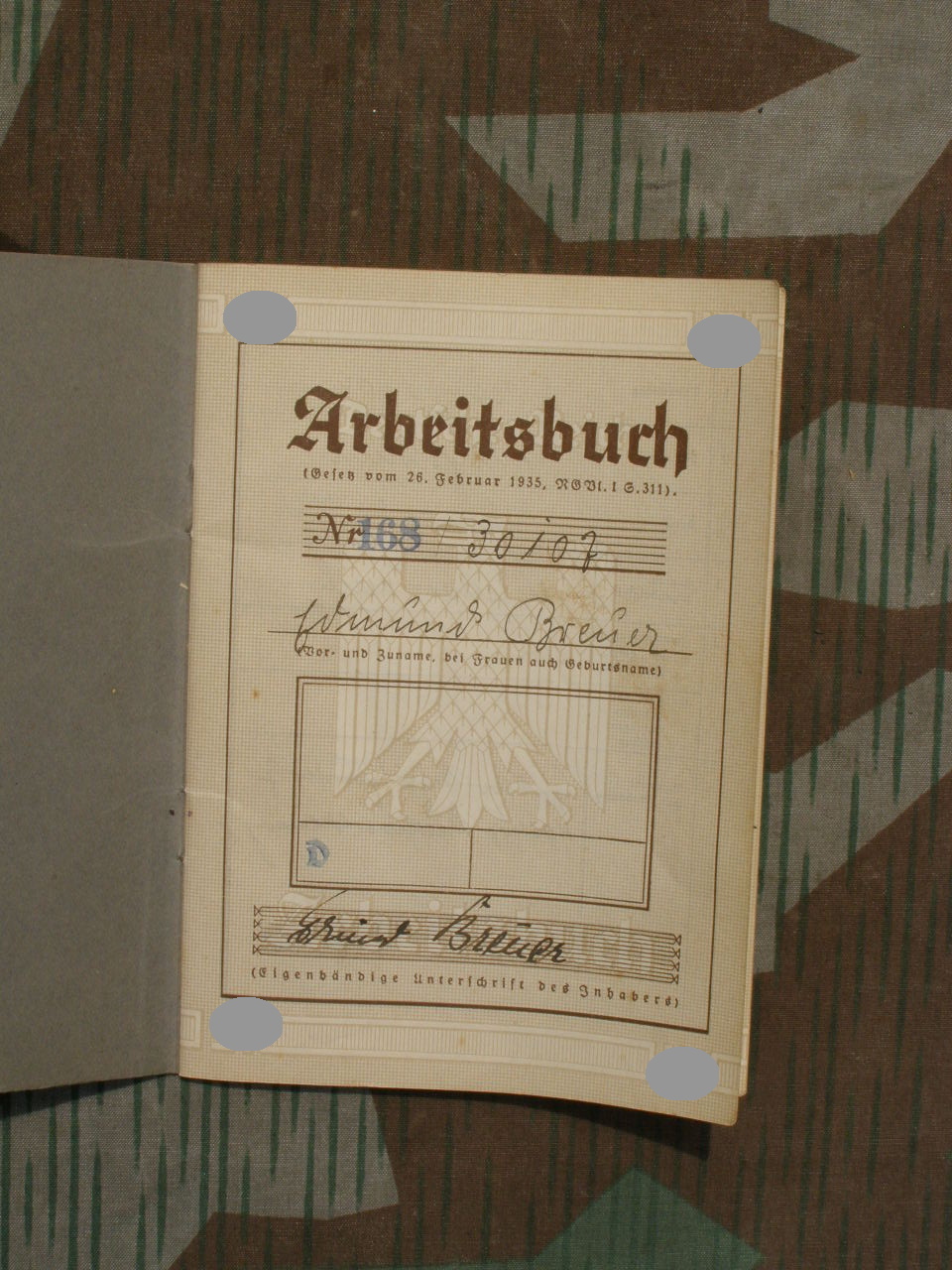 Arbeitsbuch Deutsches Reich . M 1933-39, Düren, Fleischer
