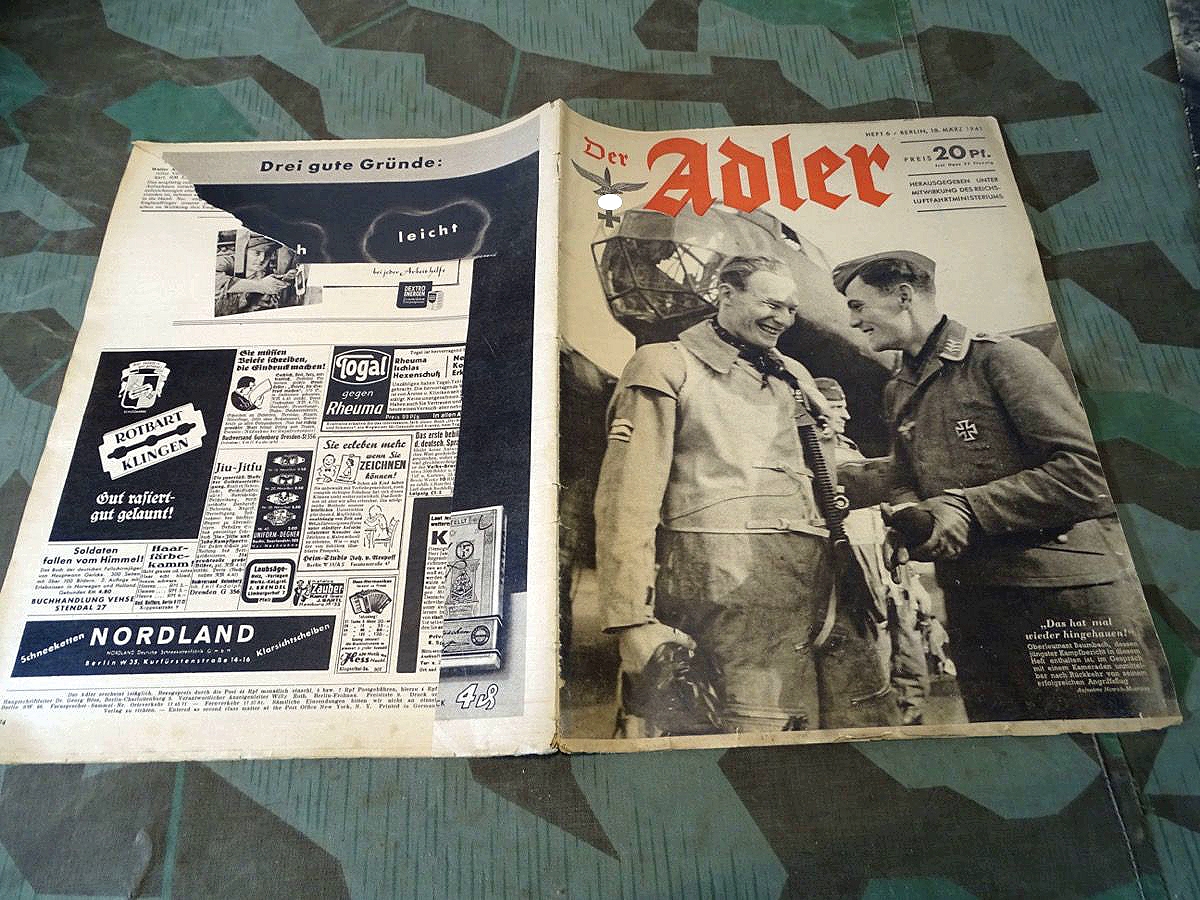 Der Adler, Heft 6 - 1941,  Zeitschrift der Luftwaffe, Oberleutnant Baumbach, Afrika, Dr. Heinkel,  Max Schmehling