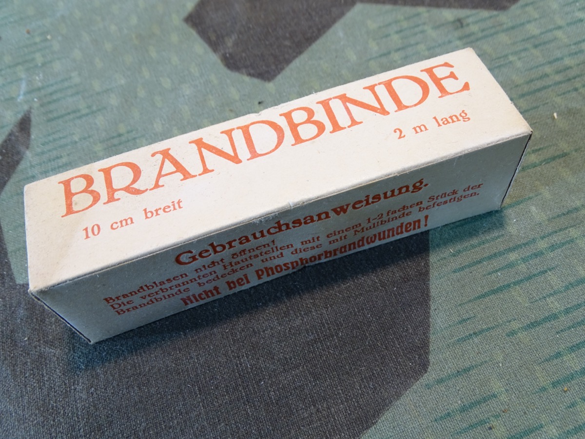 Brandbinde 2 m Lang 10 cm breit, Verbandstoff Industrie Berlin 1940,  Wehrmacht Sanitätsmaterial, Verbandkasten 