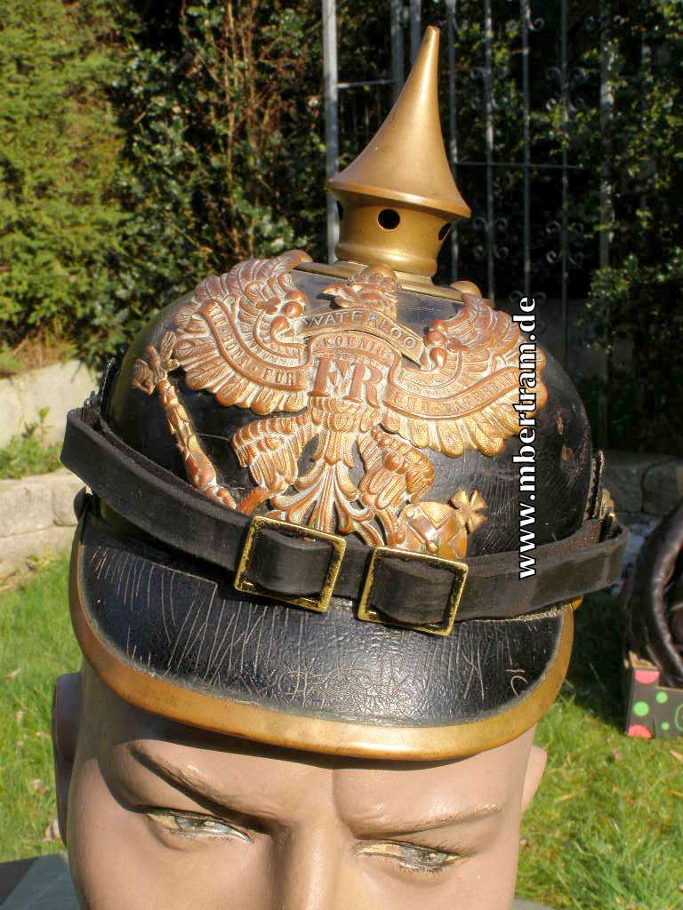 Pickelhaube Preußen, Inf. Rgt. 74, 1897, Bandeau Waterloo