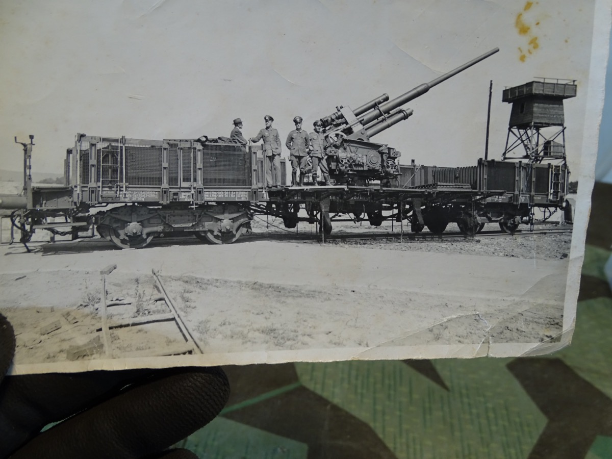 Scharfes Foto 16,5x11 cm: 8,8 cm Flugabwehr Geschütz auf Eisenbahn