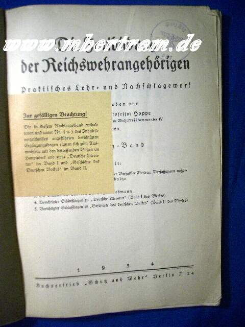 Hoppe: Die Fortbildung der Reichswehrangehörigen, 1934
