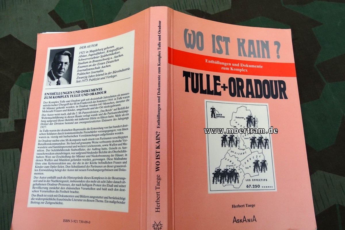 Taege, Herbert: Wo ist Kain? - Enthüllungen zu Tulle + Oradour, 1981, 389 Seiten