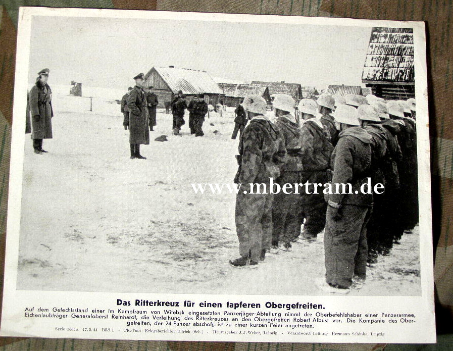 Ritterkreuzverleihung an Obergefr. Robert Albust 17.2.1944
