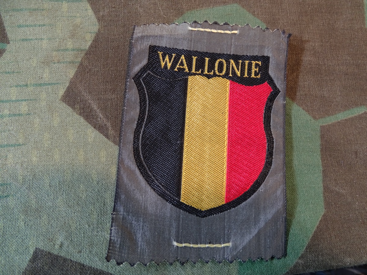 Wehrmacht Heer Ärmelschild für Freiwillige "Wallonie", Bevo gewebte Ausführung, ungetragen 