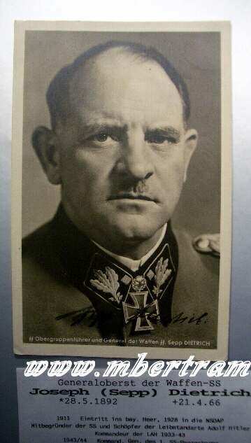 Originalsignatur Sepp DIETRICH, General d.Waffen SS, RK