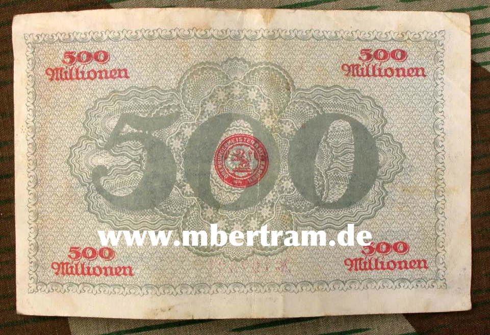 Reichsbahn Banknote 500 Millionen Mark, 20er Jahre