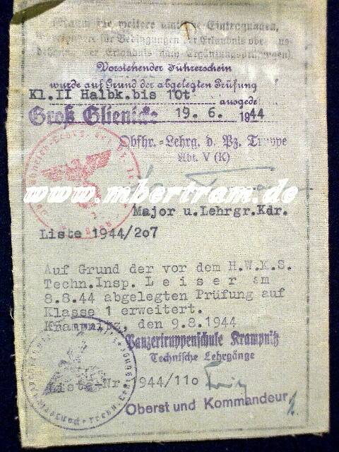 Militärführerschein, 12. Inf. Rgt. 31, "Halbkette 10 To. "