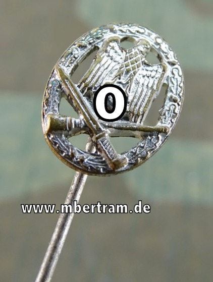 Allgemeines Sturmabzeichen -Miniatur, 14 mm, Buntmetall, versilbert, polierte Kanten
