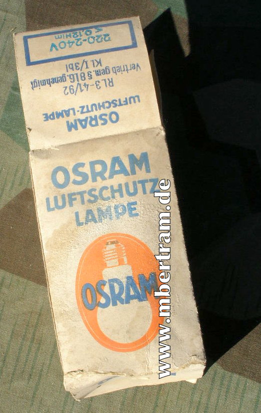 13550-9 Osram Luftschutz Lampe, 25 W, Verpackung, Anleitung