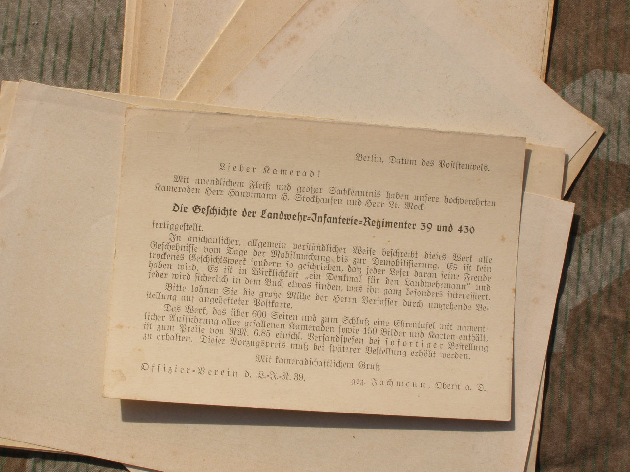 12588-12 Urkunde EK2 14,Rgt. Geschichte, Landw.Inf. Rgt. 39 u. 430