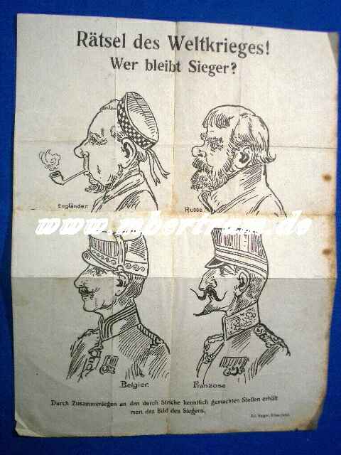 Humoristisches Kriegs- Faltspiel" Rätsel des Weltkriegs!