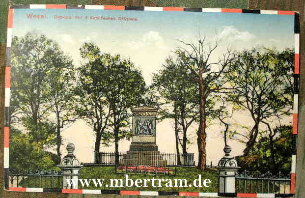 Feldpostkarte Wesel, Denkmal der Schillschen Offiziere, 1916
