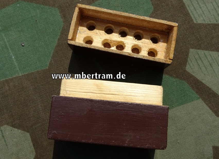 Wehrmachts Pionierzubehör, Sprengkapsel Box, Holz, für 10 Kapseln