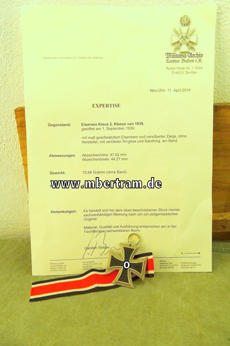 Eisernes Kreuz 1939 2. Klasse, ohne Hersteller im Ring, mit Expertise