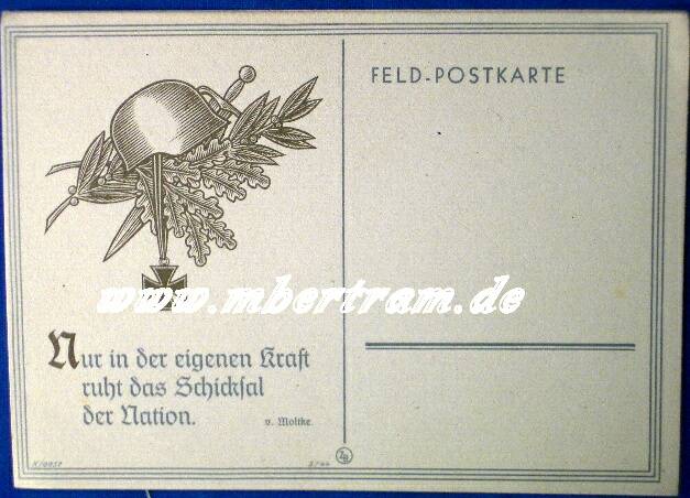 1. WK Feldpostkarte, unbeschrieben, Bild Stahlhelm u. EK