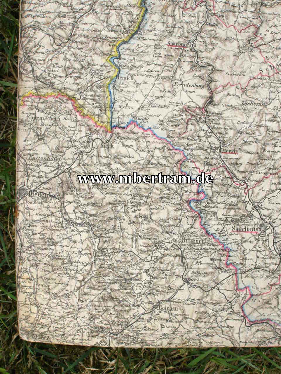 11206-9 Leinenkarte für Zeppelin, beschriftet um 1890. Selten !!