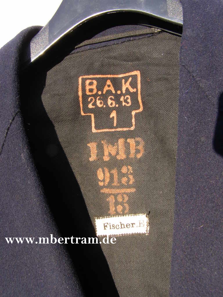 9503-4 Kaiserliche Marine kurze Paradejacke Artillerie Matrose 1913