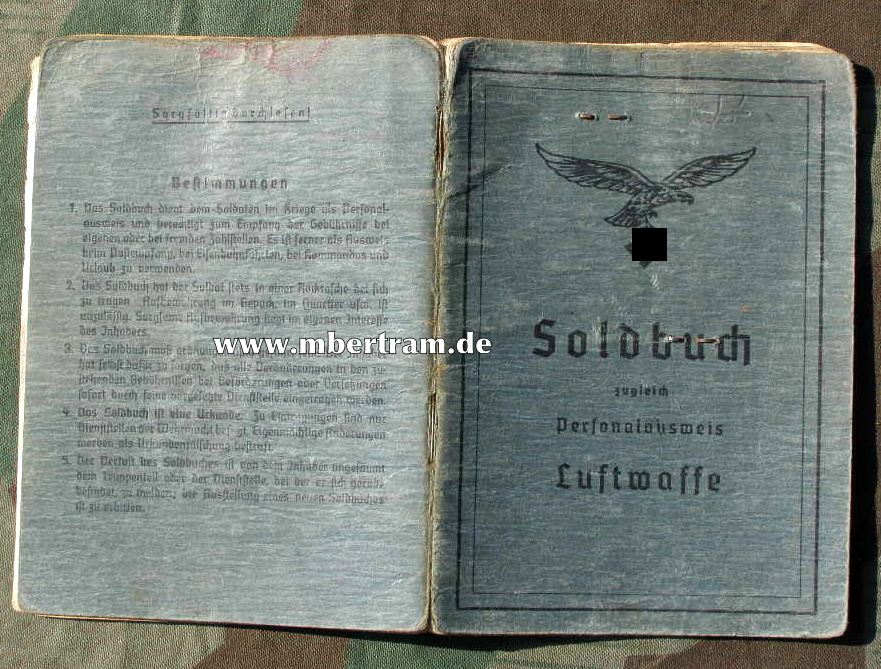 Soldbuch Luftwaffe, Fl.Hrst Kdtr.Königgrätz, Kroatien...