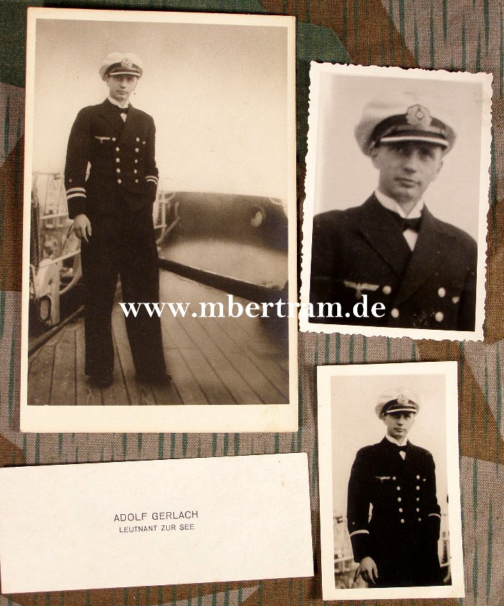 3 Portraitfotos ObLtn. zur See A.Gerlach, Kreuzer Emden