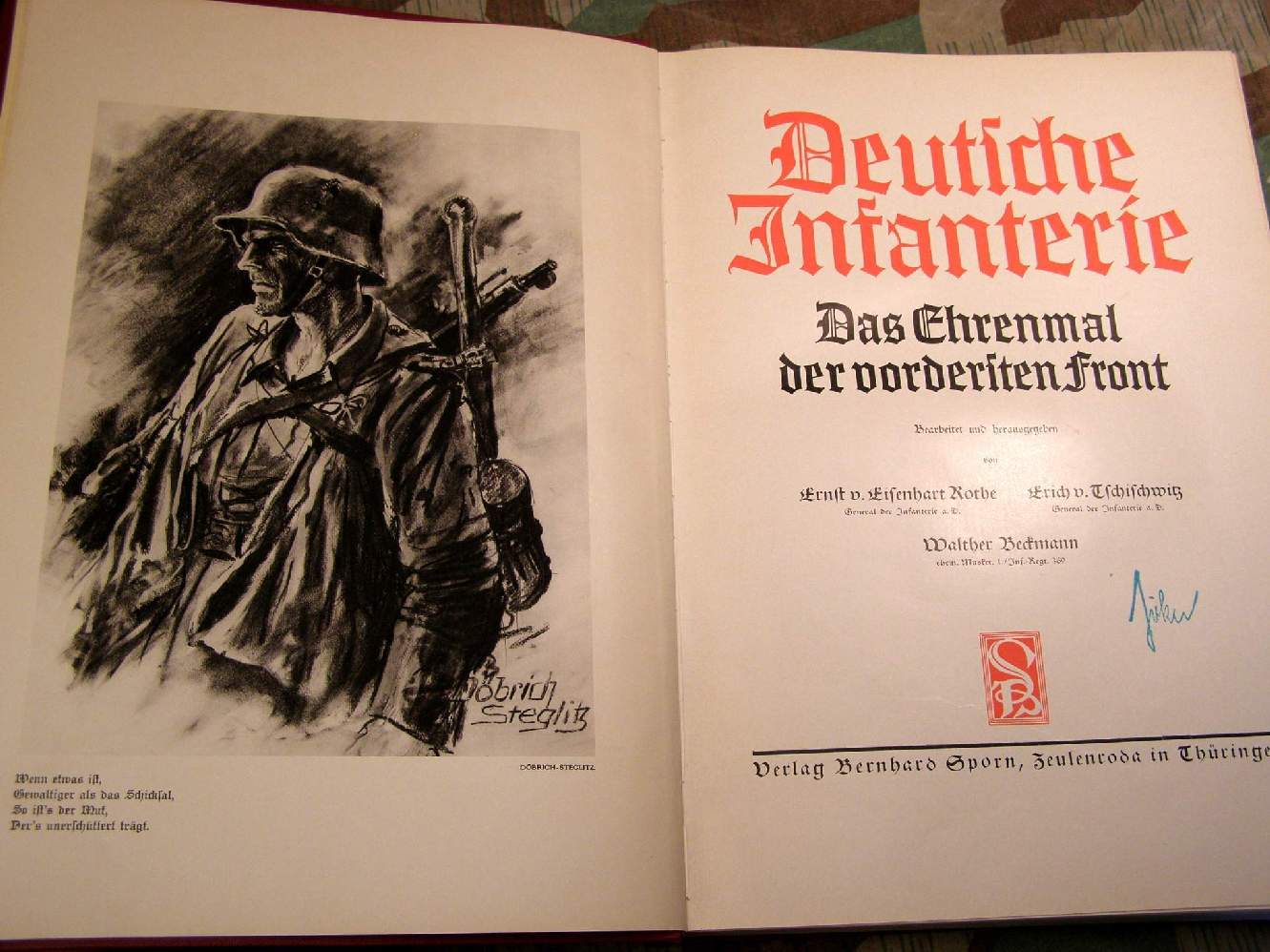 4579-4 Deutsche Infanterie. Das Ehrenmal d. vordersten Front. 3-4 Kg