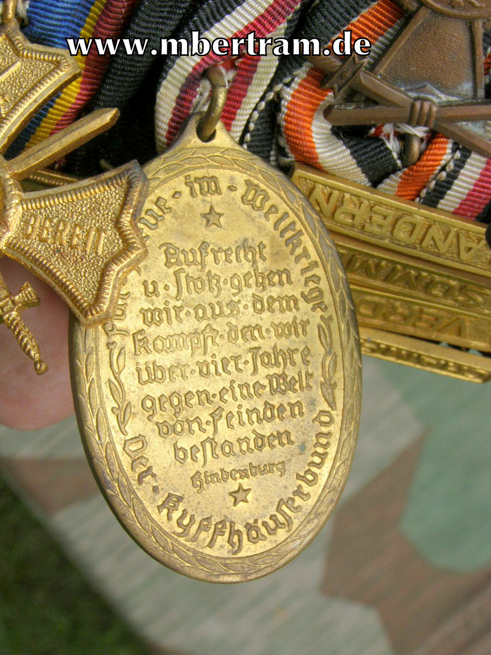 11733-5 4er Ordensspange, 1. WK Teilnehmer, 2. Garde Dragoner Rgt.