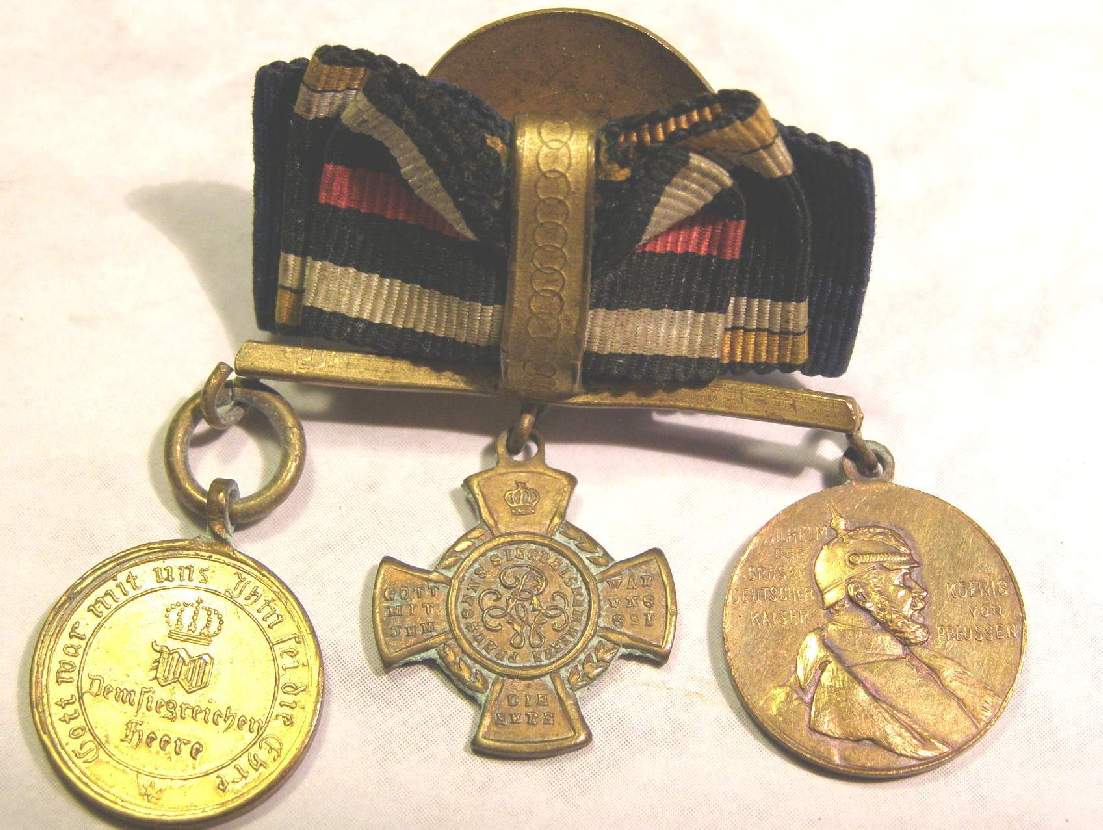 3er Miniaturenspange 19mm Med.1870/71, Kr. 1866, Centenar.