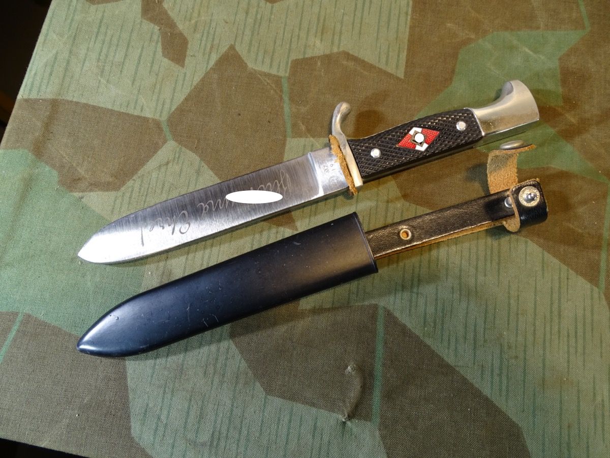 Replik: HJ Fahrtenmesser mit Devise und Herstellermarke, RZM MZ 49, 1939