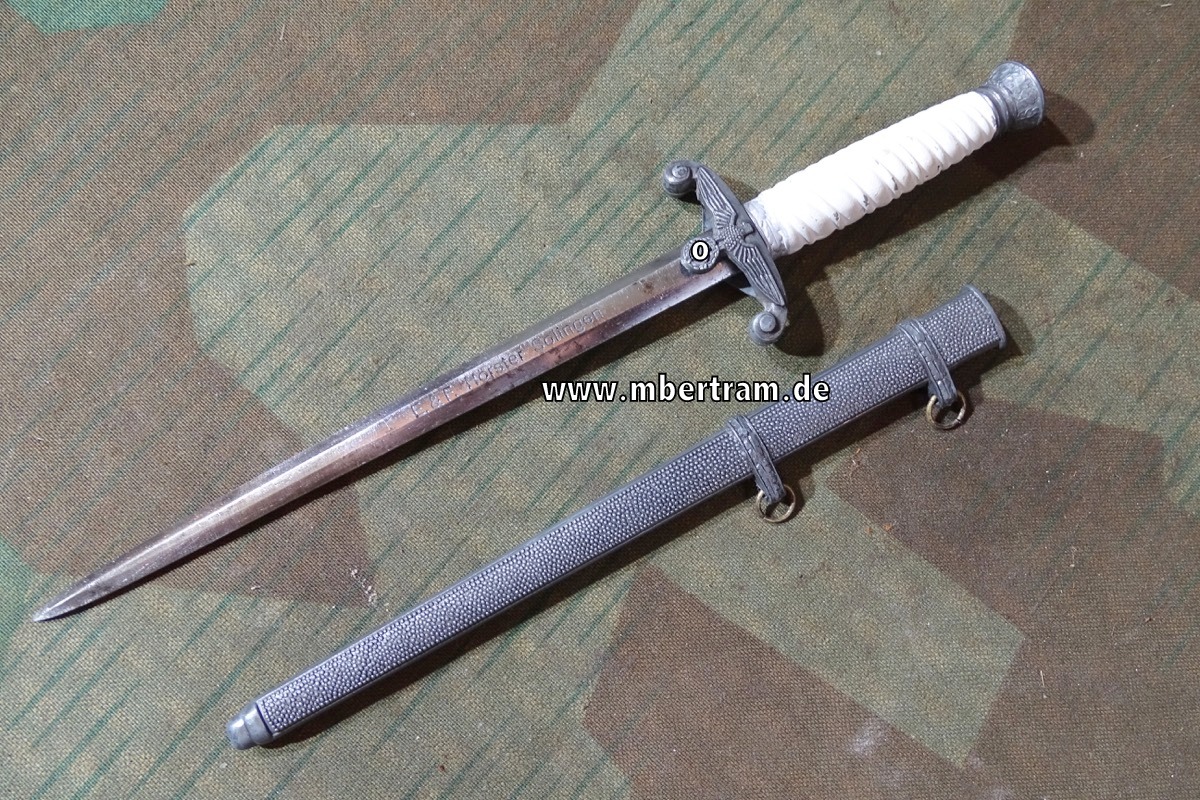 MINIATUR zum Heeres Offiziersdolch mit Scheide, Klingenätzung "E&F. Hörster/SG"