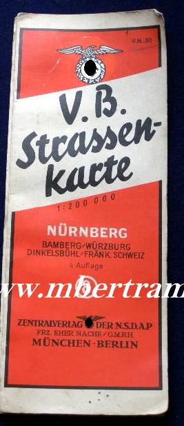 Völkischer Beobachter Karte Nürnberg-Bamberg-Würzburg