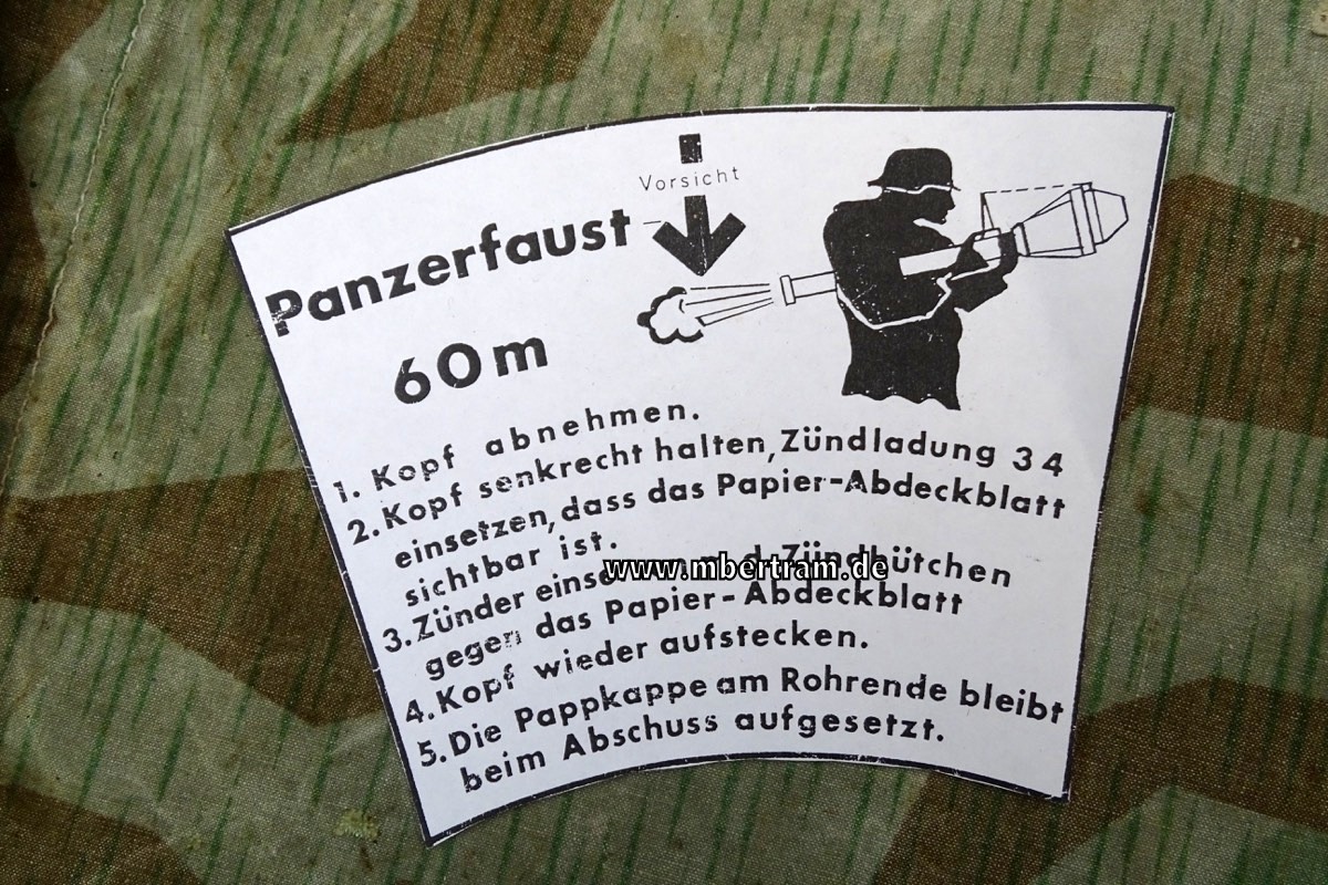 Papier Aufkleber für Restaurierung Panzerfaust 60 Kopf