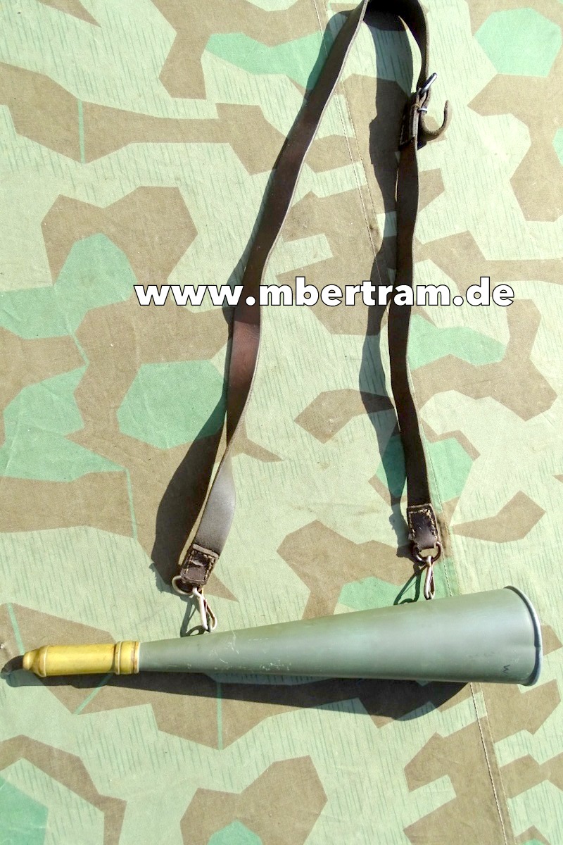 Signalhorn für Warnton, Pionier Sprengmeister 1. Weltkrieg, feldgrau, 1914, SELTEN