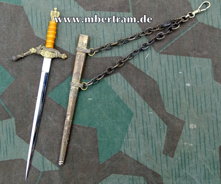 Miniatur Kriegsmarine Offiziersdolch, Portepee, Gehänge.