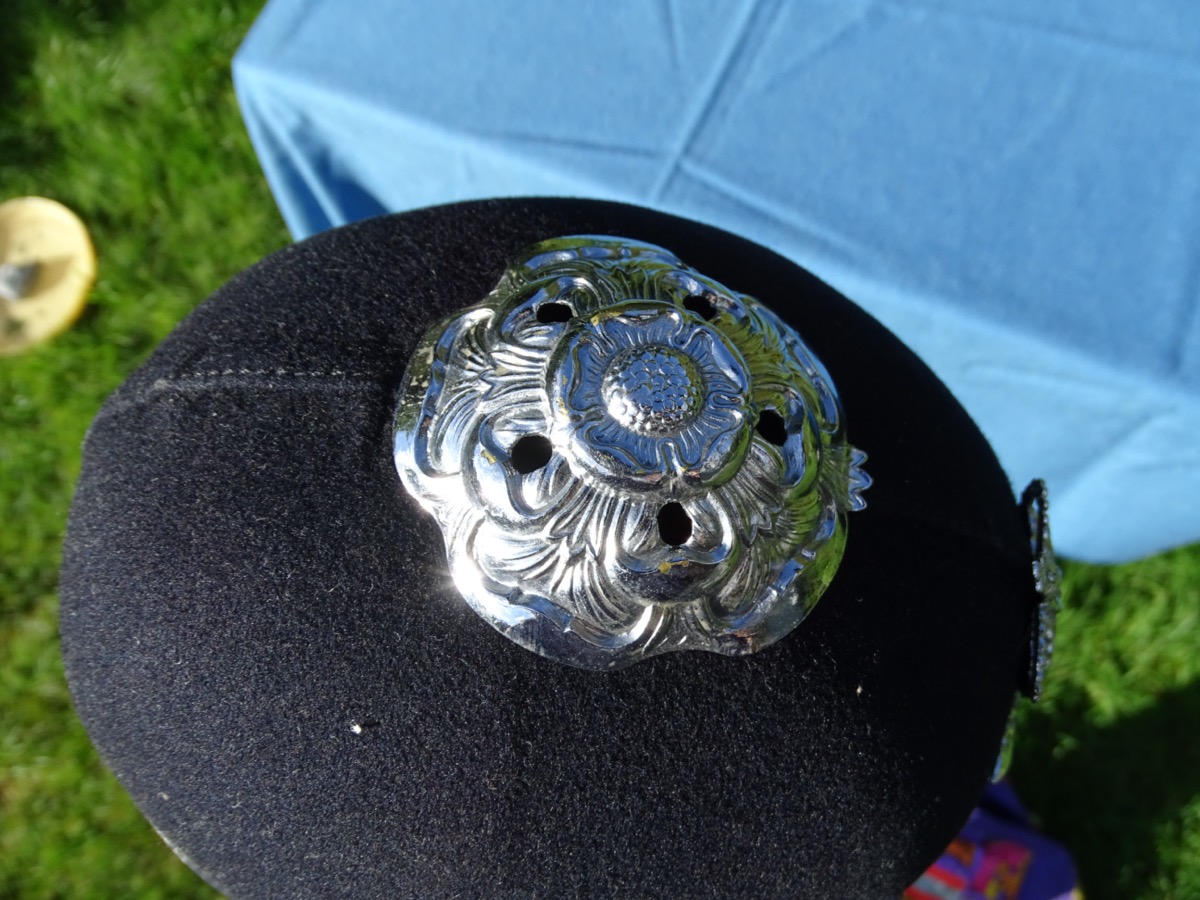 Original Helm eines englischen Polizisten / Bobbys, ca. 50 Jahre alt