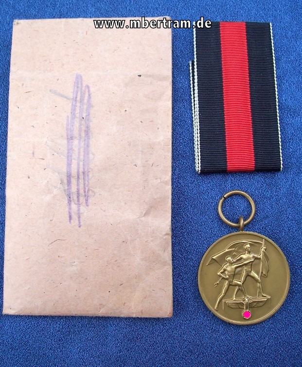 Medaille zur Erinnerung an den 01.Okt.1938 in Verleihungstüte